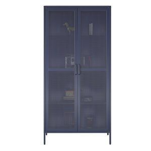 Novogratz Channing Tall 2 Door Storage Cabinet-Mesh Metal Locker - Navy