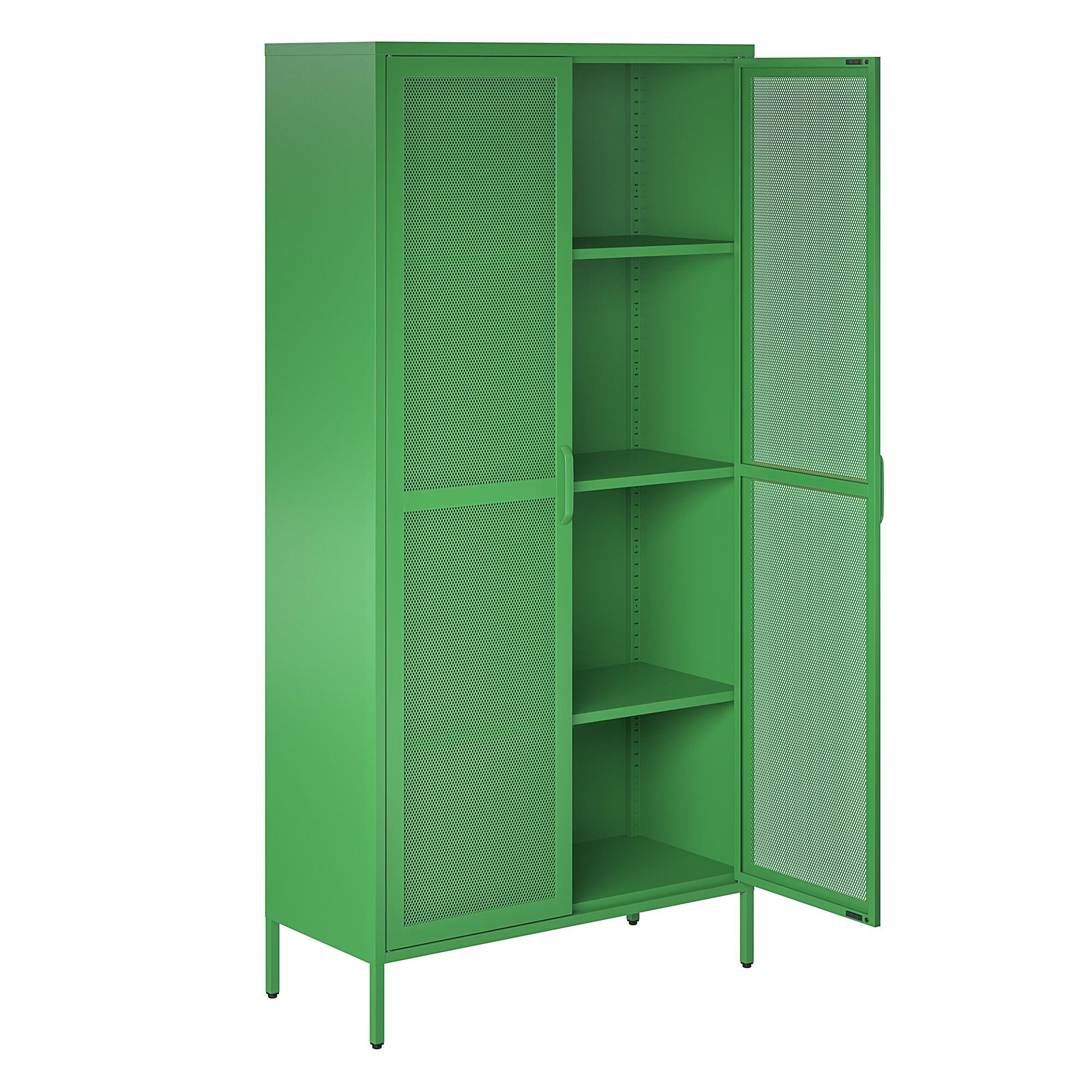 Novogratz Channing Tall 2 Door Storage Cabinet-Mesh Metal Locker - Kelly Green