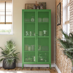 Novogratz Channing Tall 2 Door Storage Cabinet-Mesh Metal Locker - Kelly Green
