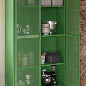 Novogratz Channing Tall 2 Door Storage Cabinet-Mesh Metal Locker - Kelly Green