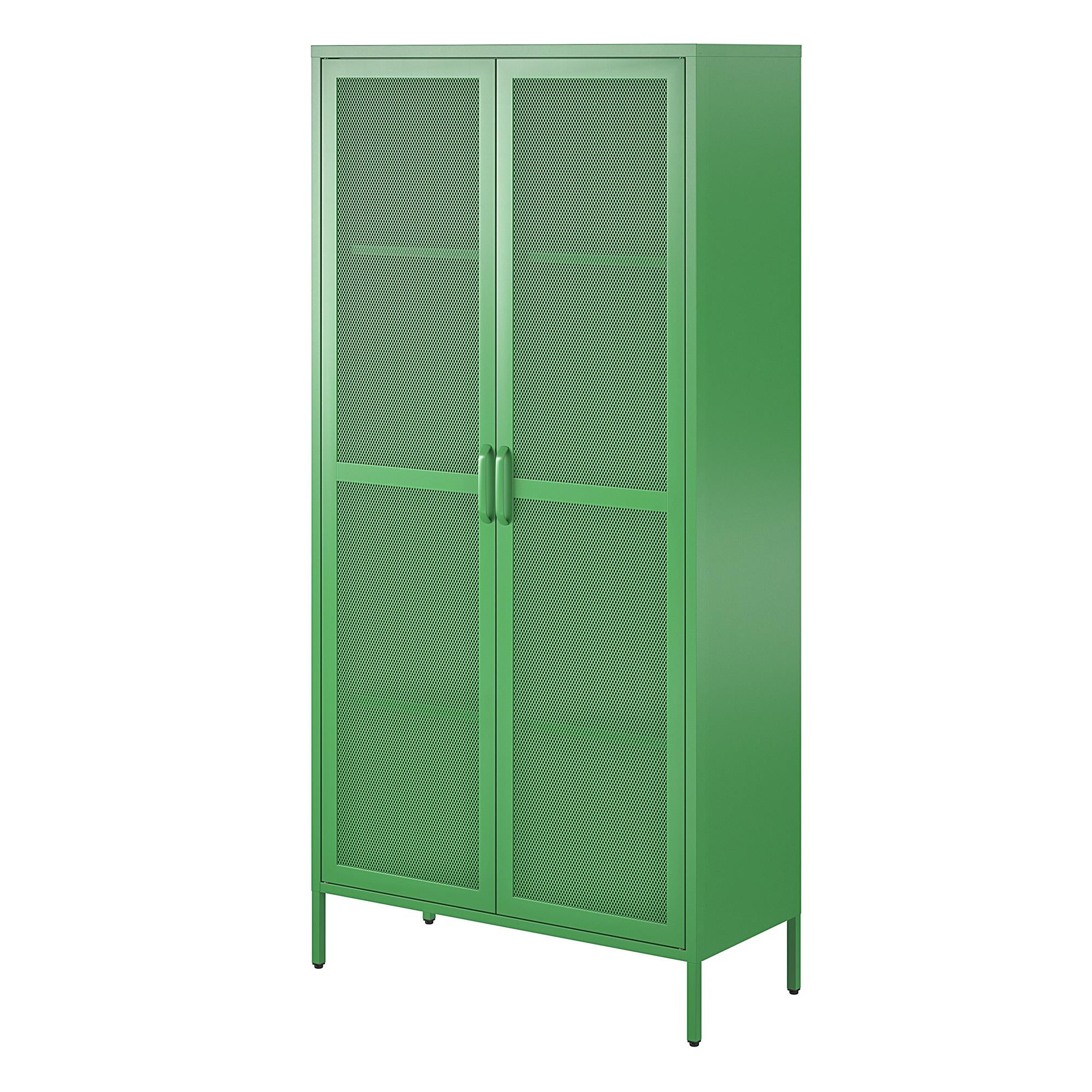 Novogratz Channing Tall 2 Door Storage Cabinet-Mesh Metal Locker - Kelly Green
