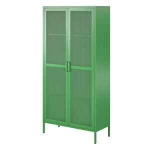 Novogratz Channing Tall 2 Door Storage Cabinet-Mesh Metal Locker - Kelly Green