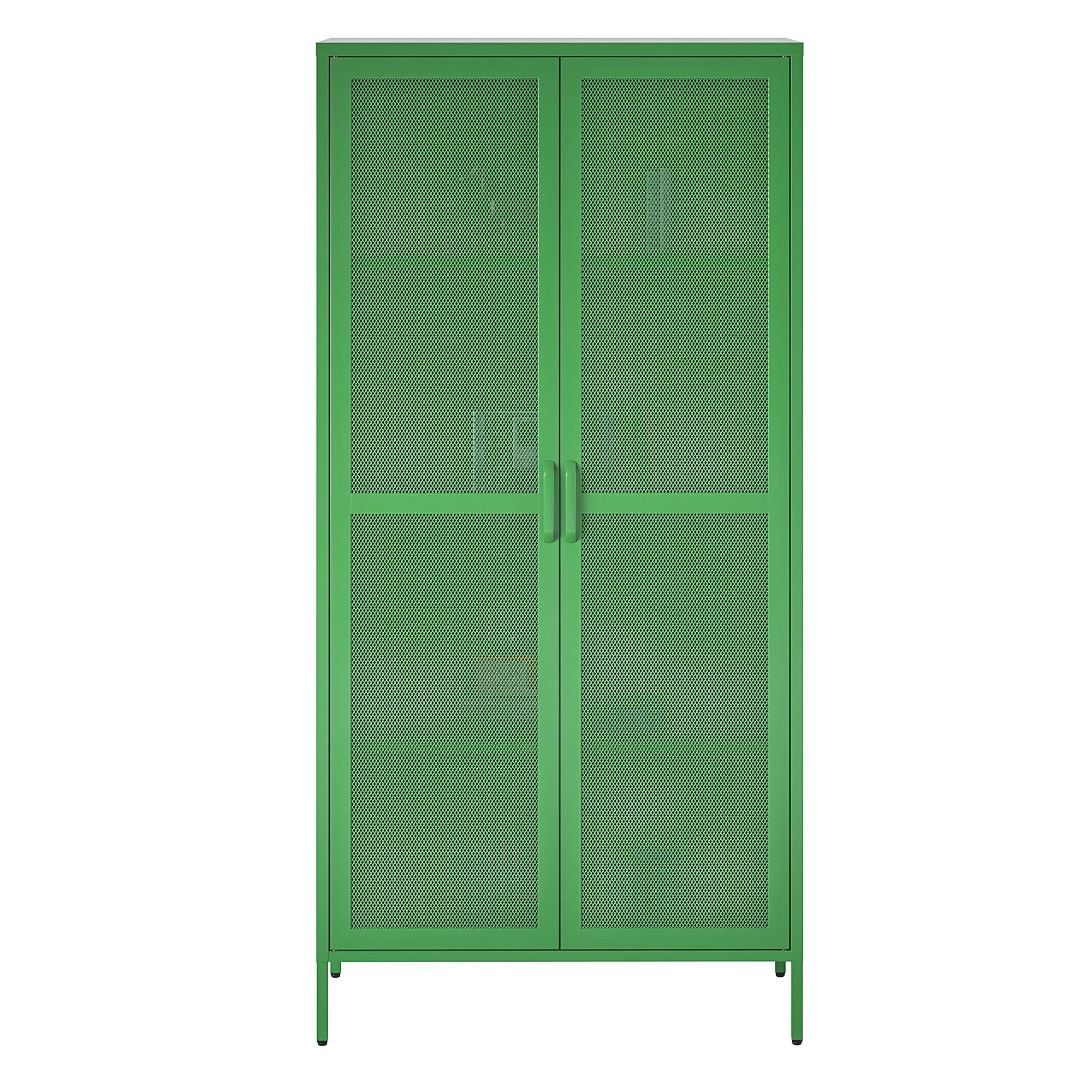 Novogratz Channing Tall 2 Door Storage Cabinet-Mesh Metal Locker - Kelly Green