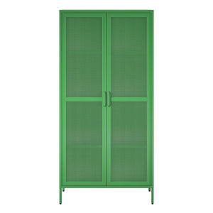 Novogratz Channing Tall 2 Door Storage Cabinet-Mesh Metal Locker - Kelly Green