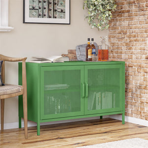 Novogratz Channing 2 Door Accent Cabinet-Mesh Metal Locker - Kelly Green