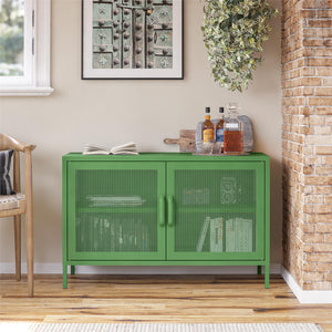 Novogratz Channing 2 Door Accent Cabinet-Mesh Metal Locker - Kelly Green