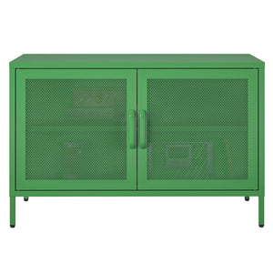Novogratz Channing 2 Door Accent Cabinet-Mesh Metal Locker - Kelly Green