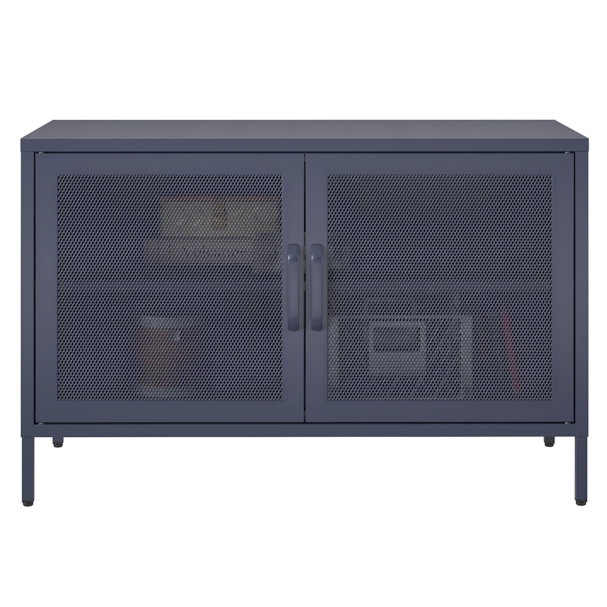 Novogratz Channing 2 Door Accent Cabinet-Mesh Metal Locker - Navy