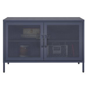 Novogratz Channing 2 Door Accent Cabinet-Mesh Metal Locker - Navy