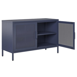 Novogratz Channing 2 Door Accent Cabinet-Mesh Metal Locker - Navy