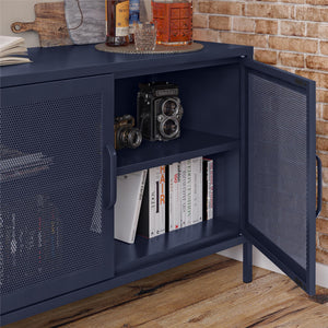 Novogratz Channing 2 Door Accent Cabinet-Mesh Metal Locker - Navy