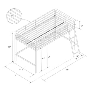 DHP Jett Kids' Low Loft Bed - Pink - Twin