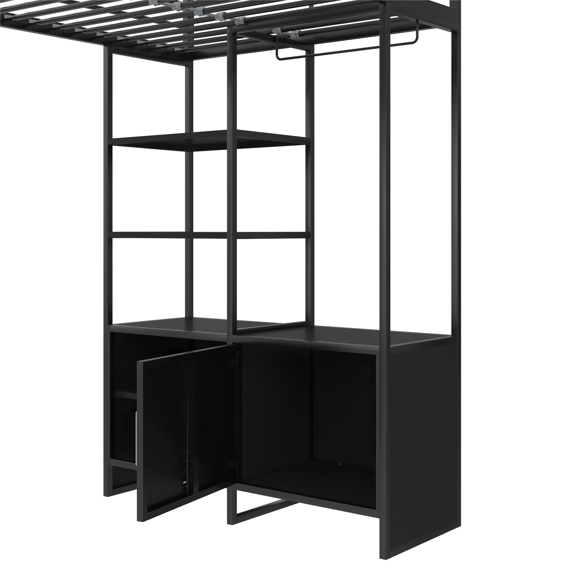 DHP Lanis Loft Bed with Desk and Storage - Black - Twin