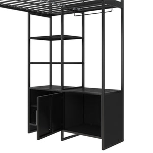DHP Lanis Loft Bed with Desk and Storage - Black - Twin