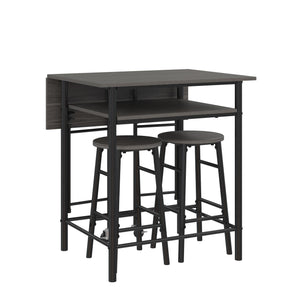 RealRooms Jace Kitchen Pub Set with Drop Leaf - Gray