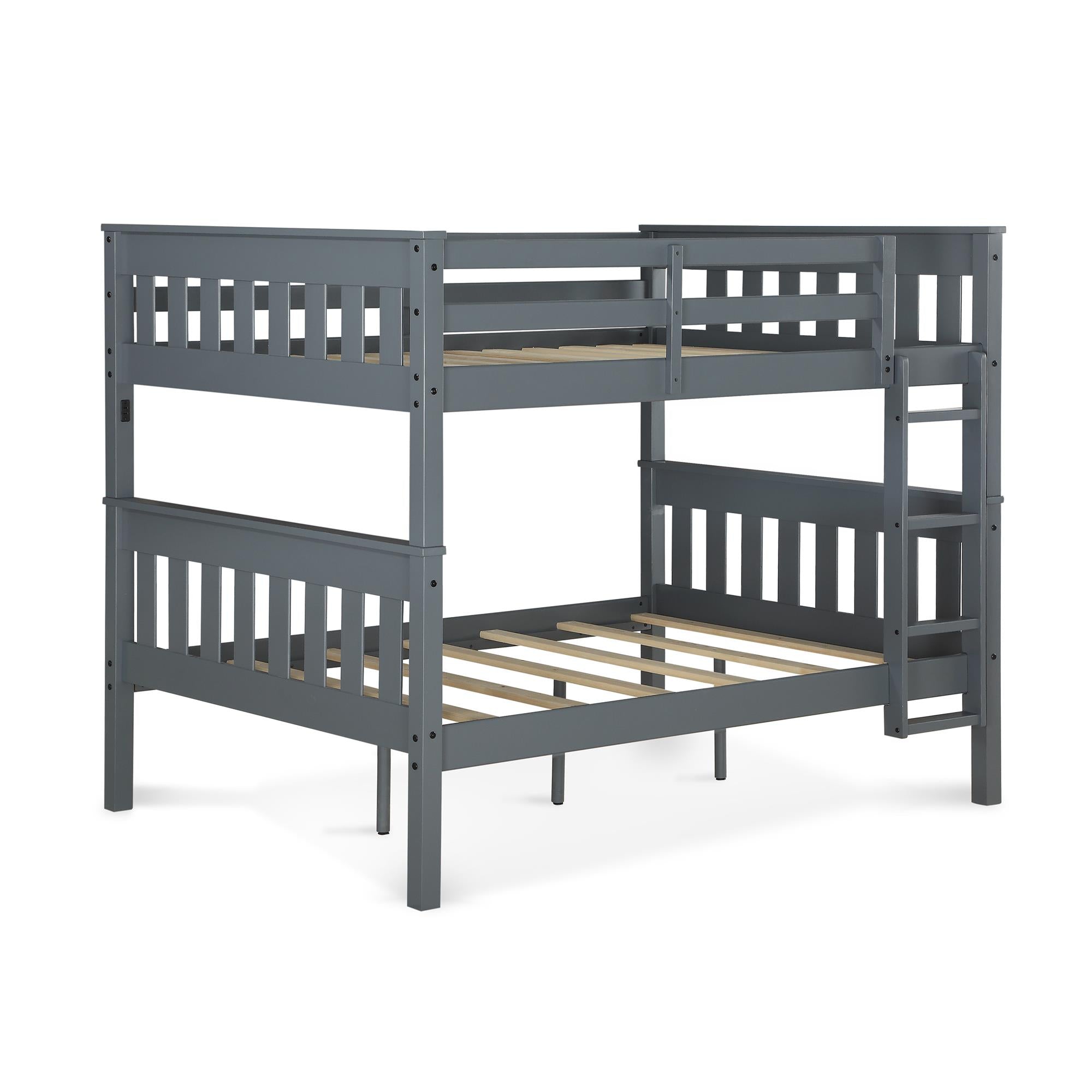 DHP Moon Kids' Wood Bunk Bed with USB - Gray