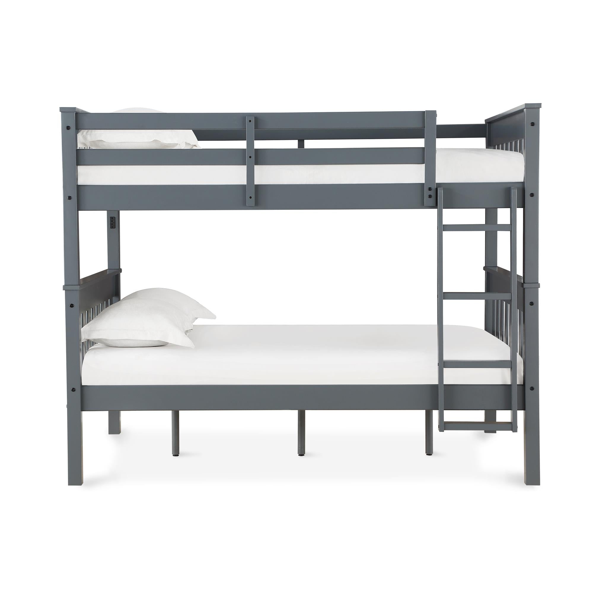DHP Moon Kids' Wood Bunk Bed with USB - Gray