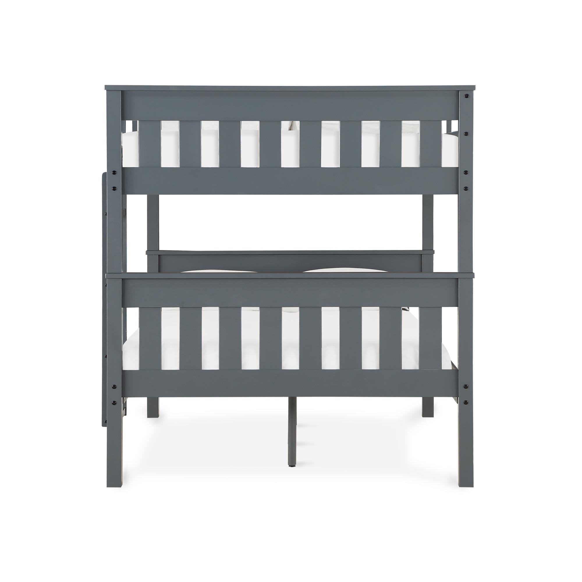 DHP Moon Kids' Wood Bunk Bed with USB - Gray