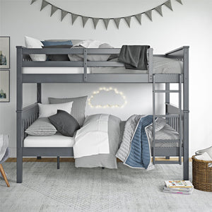 DHP Moon Kids' Wood Bunk Bed with USB - Gray