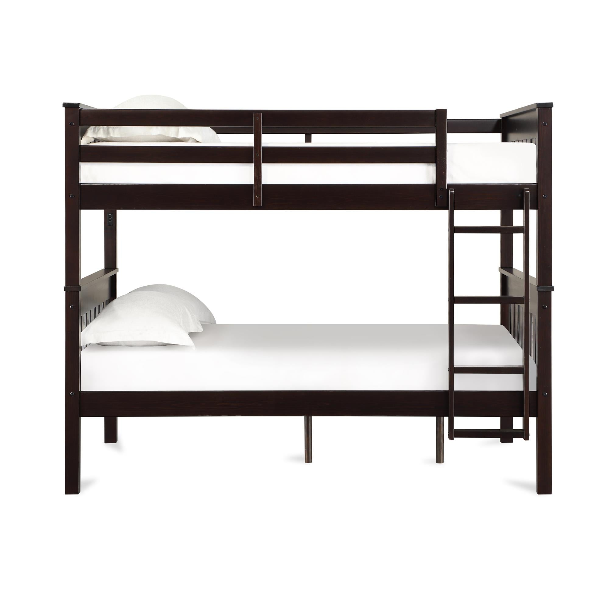 DHP Moon Kids' Wood Bunk Bed with USB - Espresso