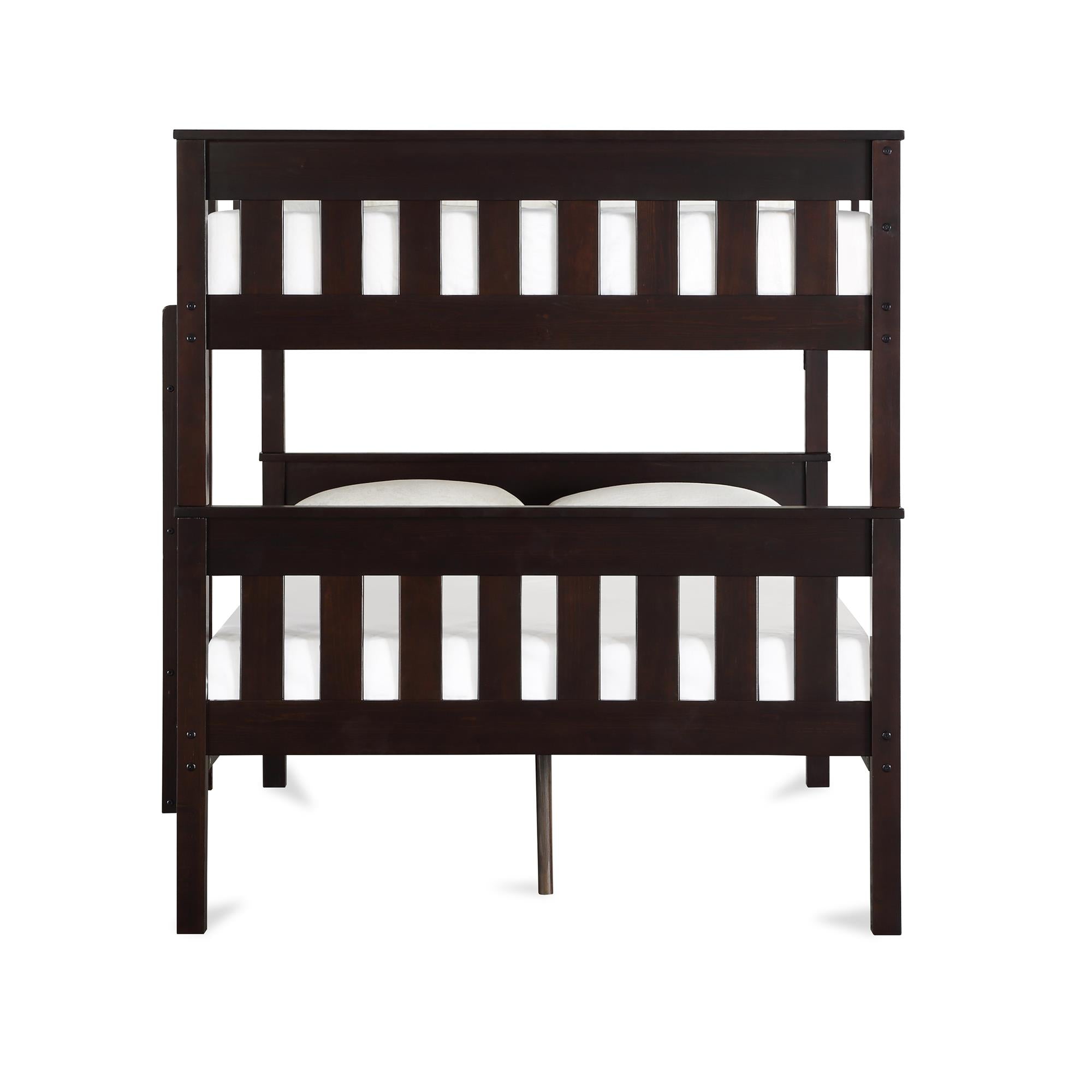 DHP Moon Kids' Wood Bunk Bed with USB - Espresso