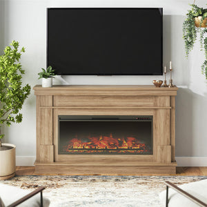 Ameriwood Home Elmcroft Wide Mantel with Linear Electric Fireplace - Walnut