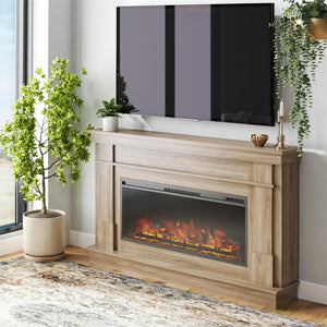 Ameriwood Home Elmcroft Wide Mantel with Linear Electric Fireplace - Walnut