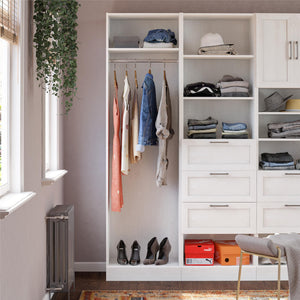 Systembuild Evolution Elba Open Shelf and Hanging Clothing Rod Modular Closet Unit - Ivory Oak