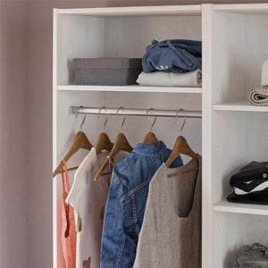 Systembuild Evolution Elba Open Shelf and Hanging Clothing Rod Modular Closet Unit - Ivory Oak