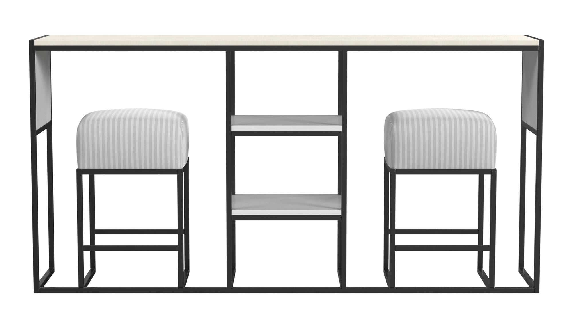 Cortney's Collection Perry Sofa Table with Stools - White
