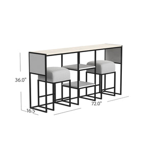 Cortney's Collection Perry Sofa Table with Stools - White