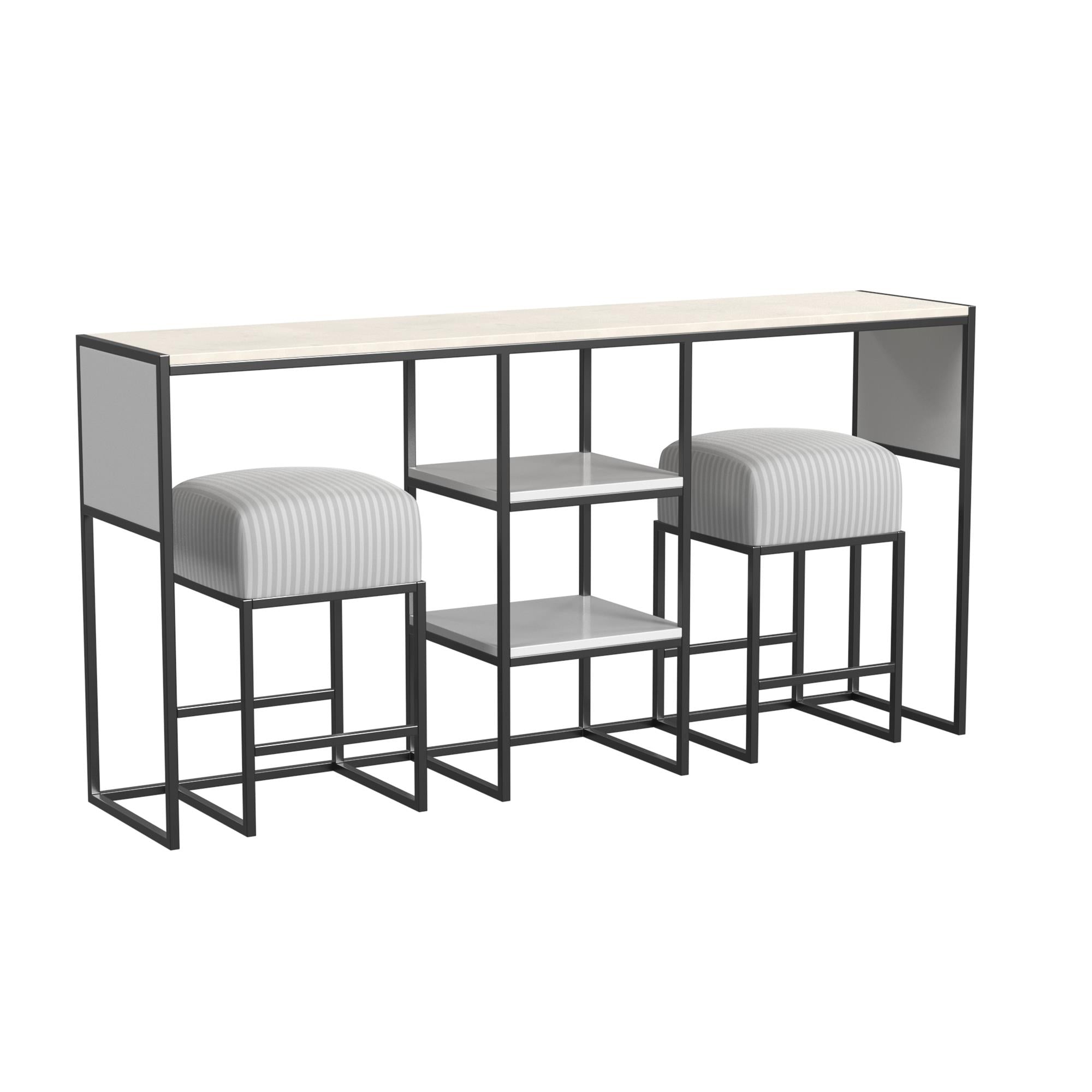 Cortney's Collection Perry Sofa Table with Stools - White