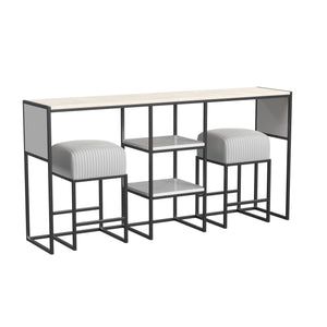 Cortney's Collection Perry Sofa Table with Stools - White