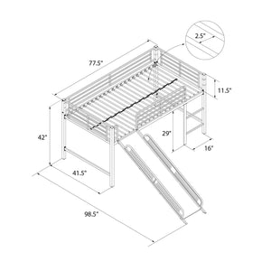 DHP Laurie Kids' Low Loft Bed with Slide - White - Twin