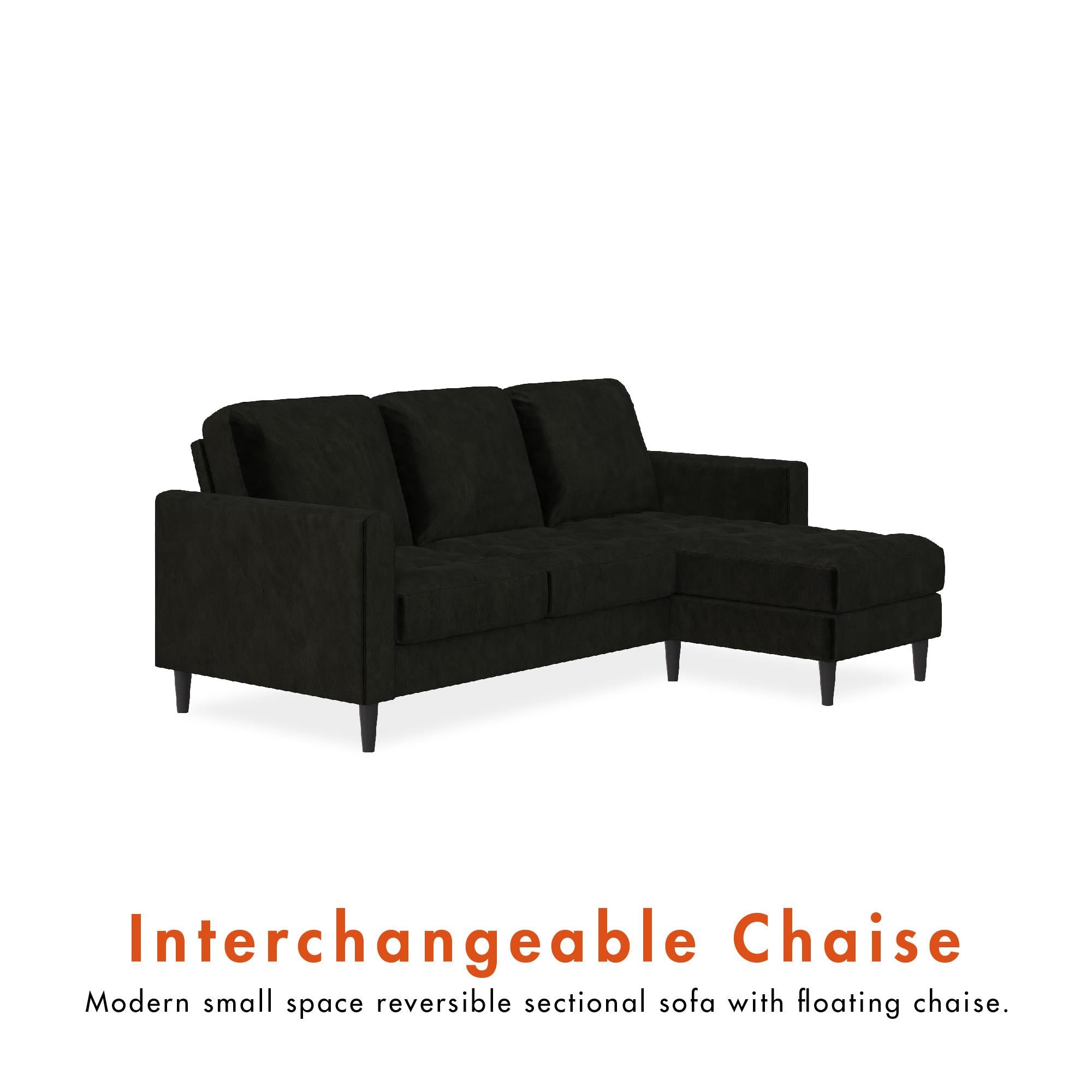 CosmoLiving Strummer Reversible Sectional Sofa - Black