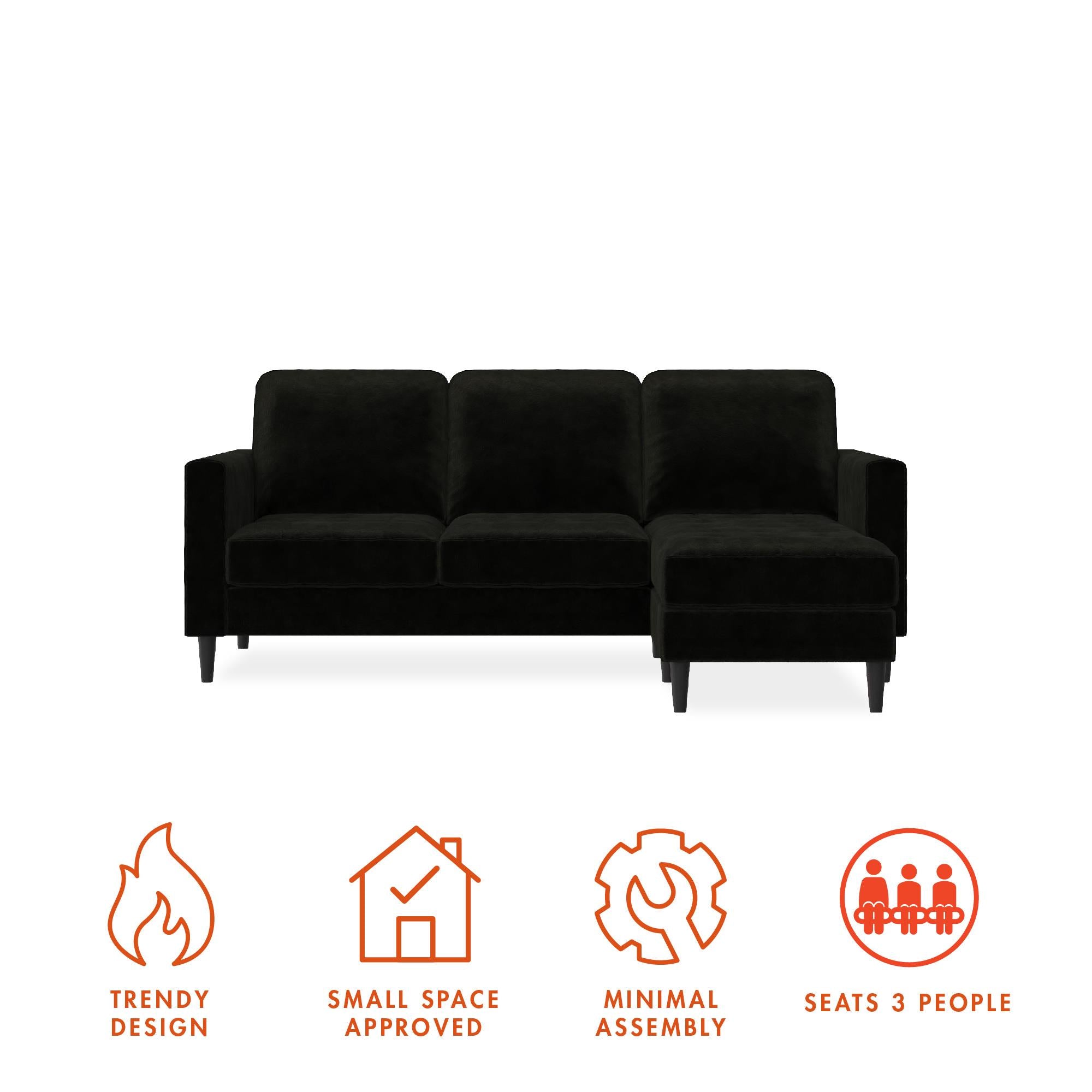 CosmoLiving Strummer Reversible Sectional Sofa - Black