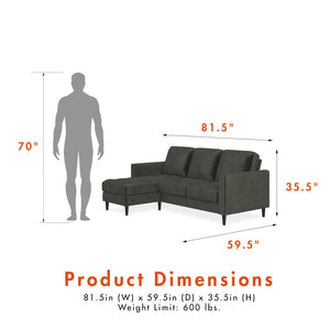 CosmoLiving Strummer Reversible Sectional Sofa - Gray
