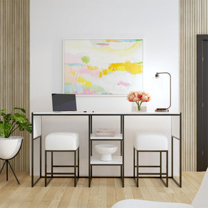 Cortney's Collection Perry Sofa Table with Stools - White