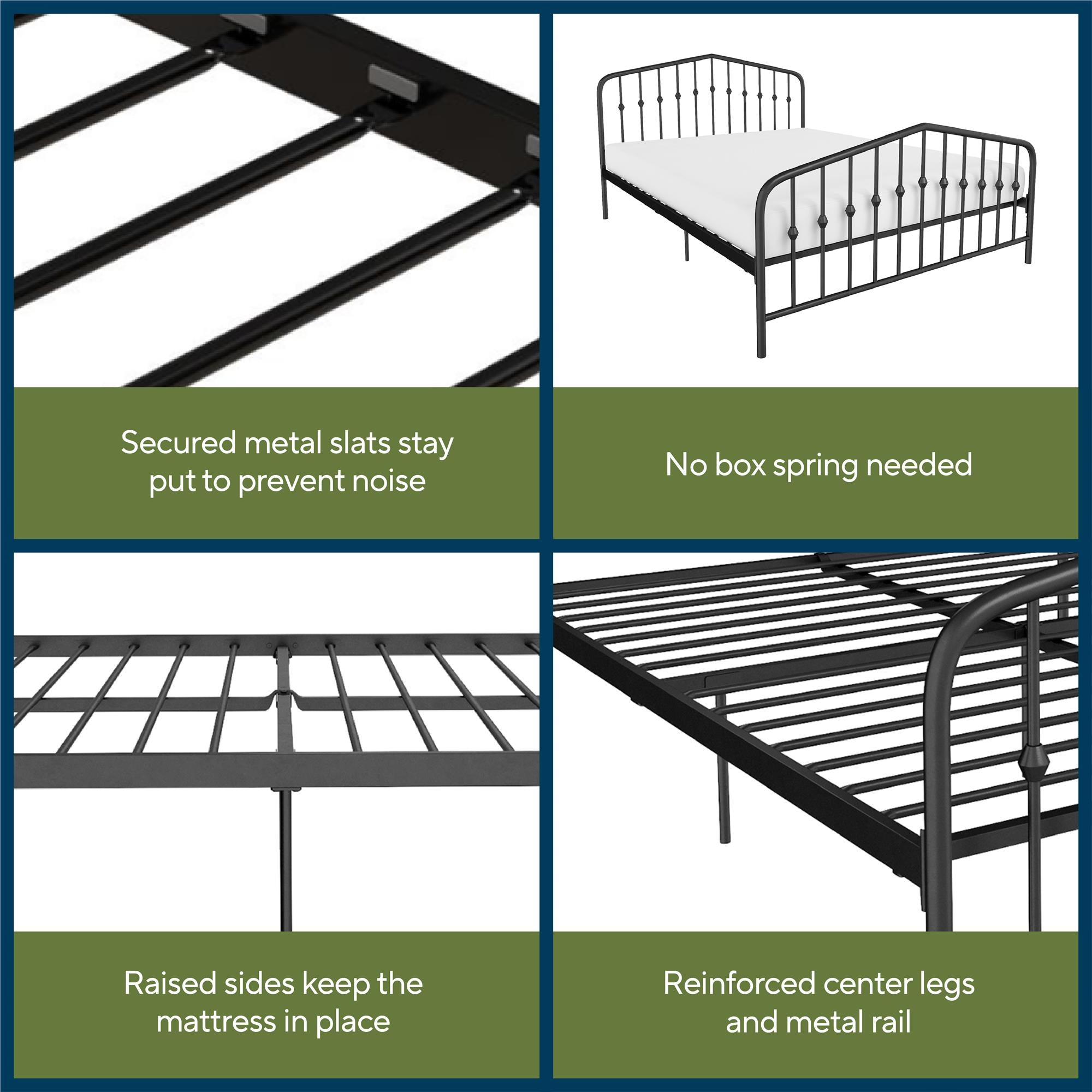 Novogratz Bushwick Metal Bed - Black - Full