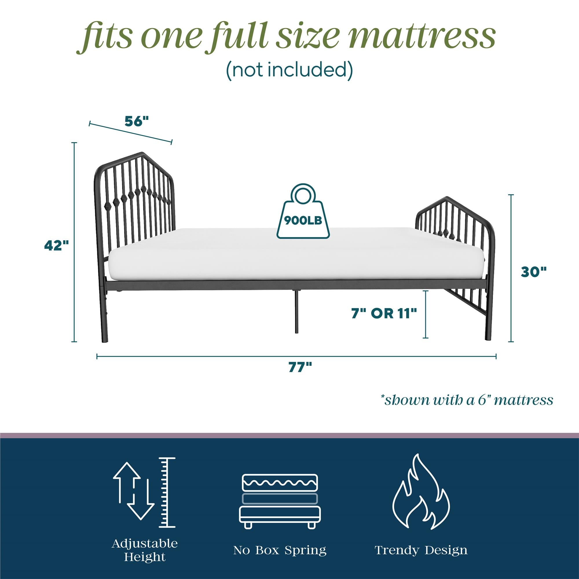 Novogratz Bushwick Metal Bed - Black - Full