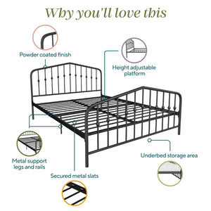 Novogratz Bushwick Metal Bed - Black - Full