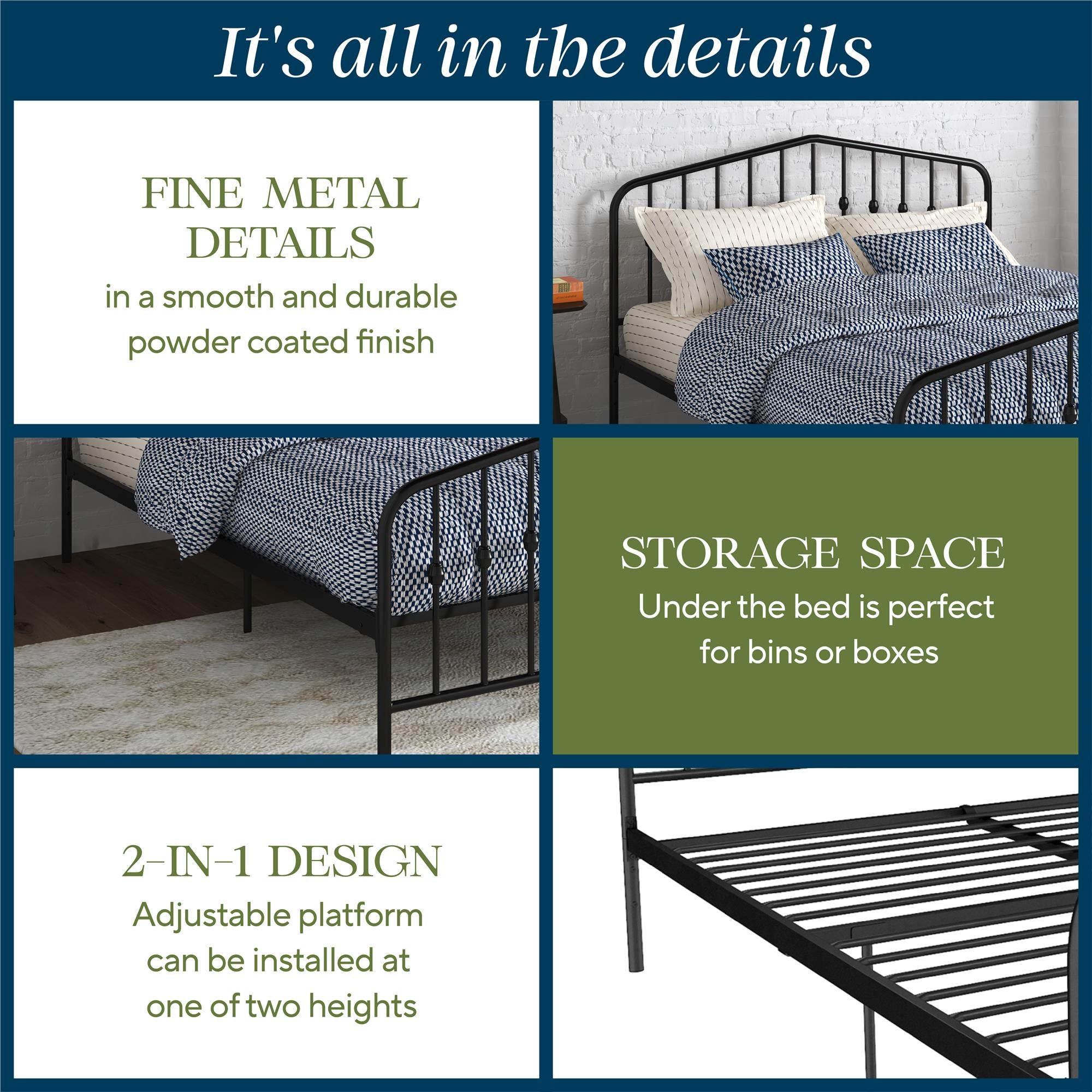 Novogratz Bushwick Metal Bed - Black - Full