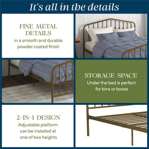 Novogratz Bushwick Metal Bed - Gold - Full