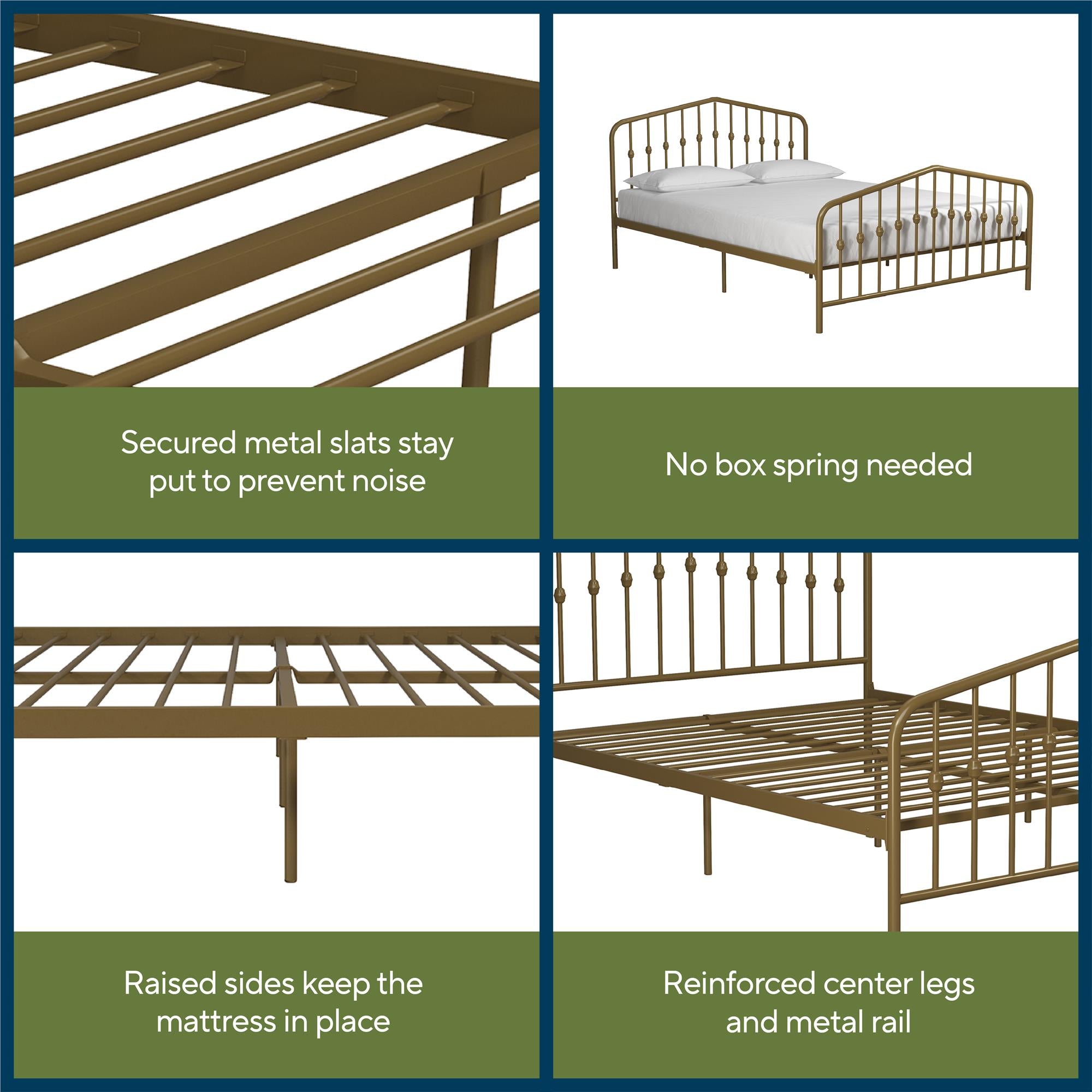 Novogratz Bushwick Metal Bed - Gold - Full