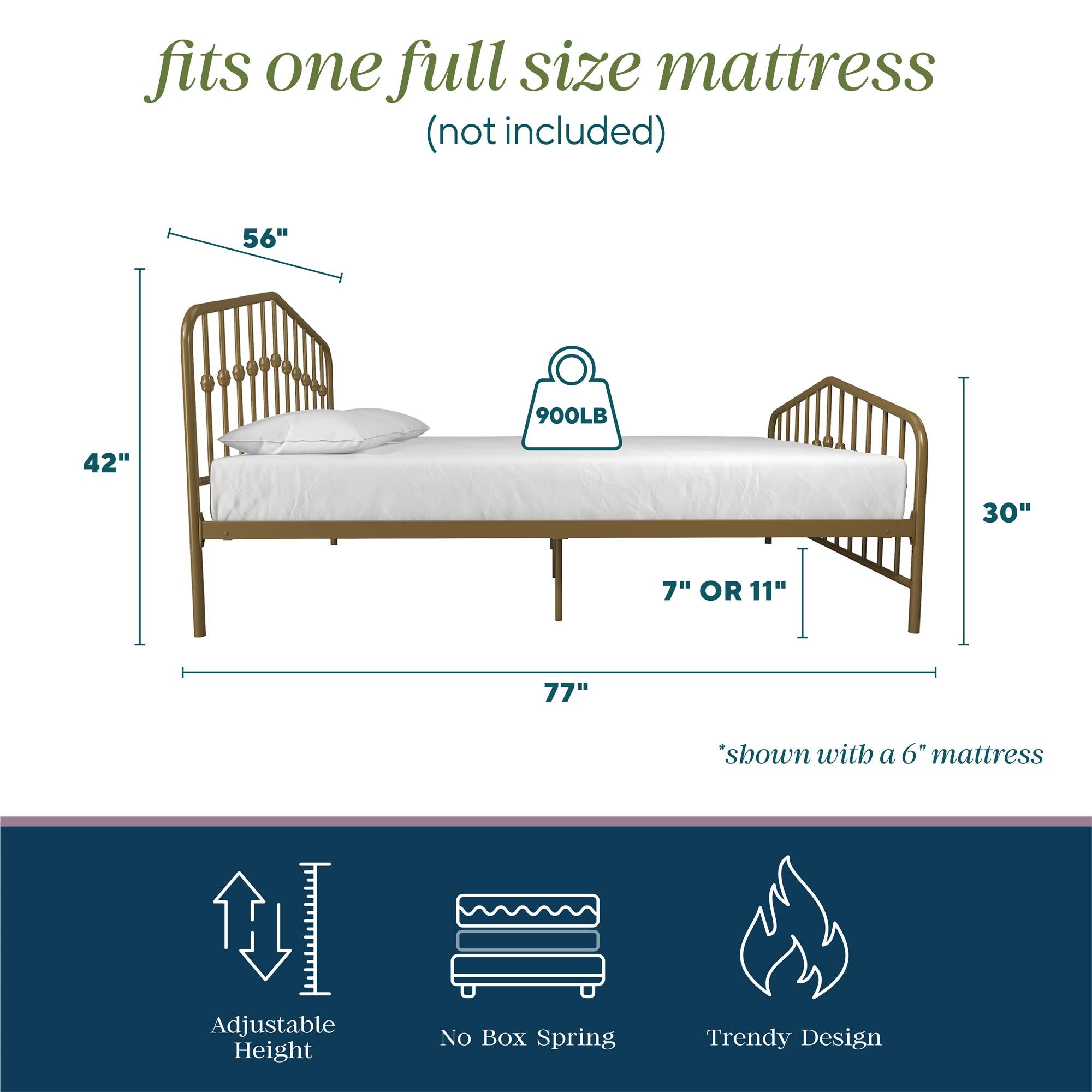 Novogratz Bushwick Metal Bed - Gold - Full