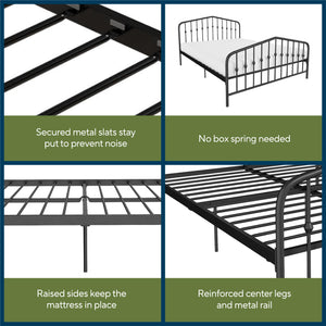 Novogratz Bushwick Metal Bed - Black - Queen
