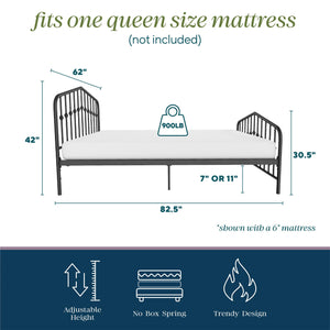 Novogratz Bushwick Metal Bed - Black - Queen