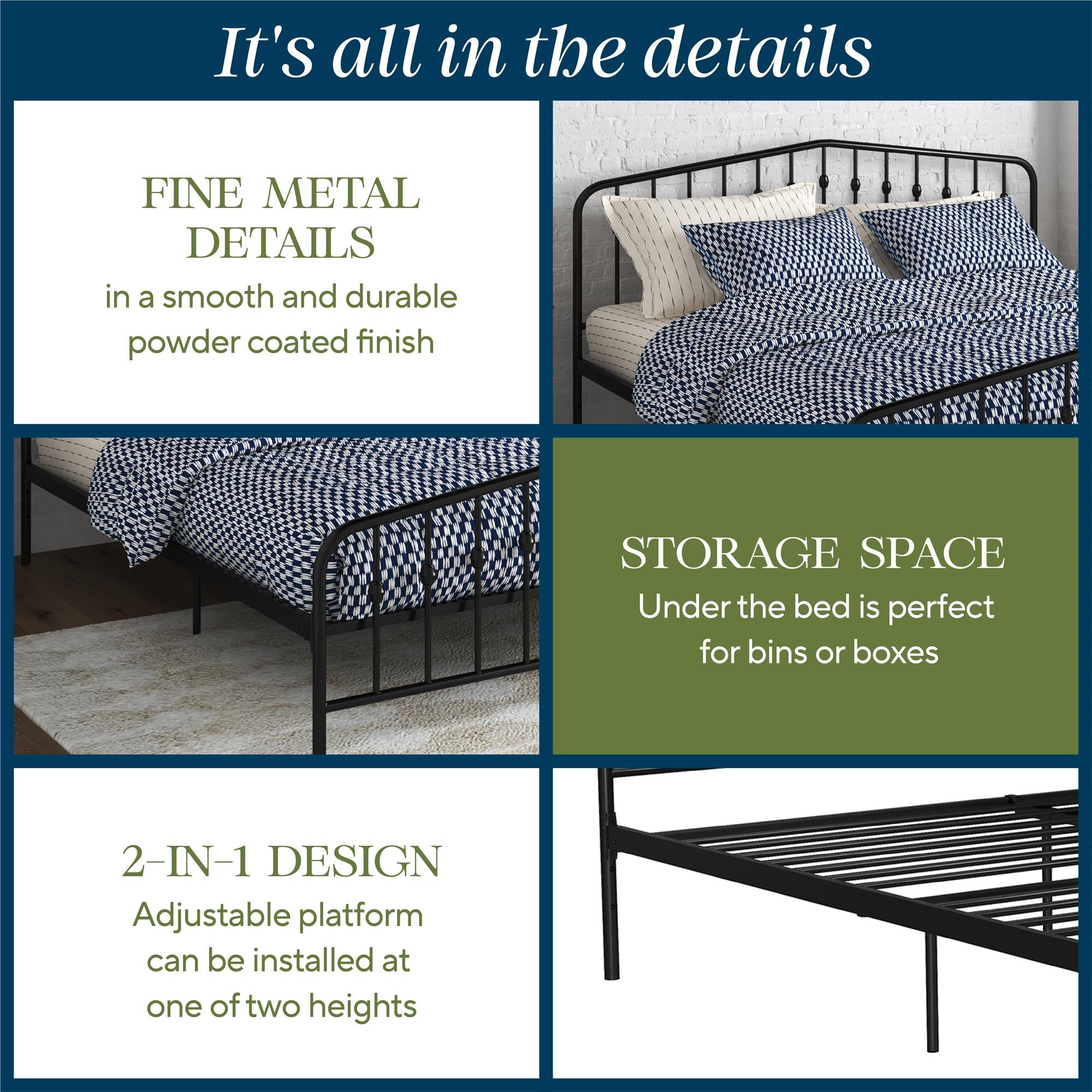 Novogratz Bushwick Metal Bed - Black - King