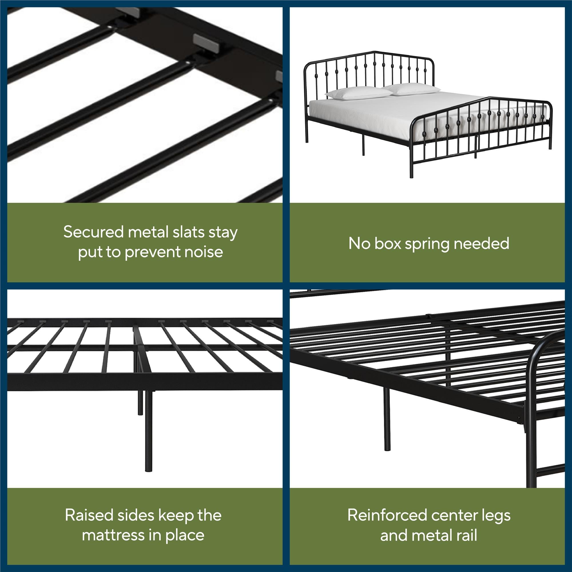 Novogratz Bushwick Metal Bed - Black - King