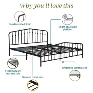 Novogratz Bushwick Metal Bed - Black - King